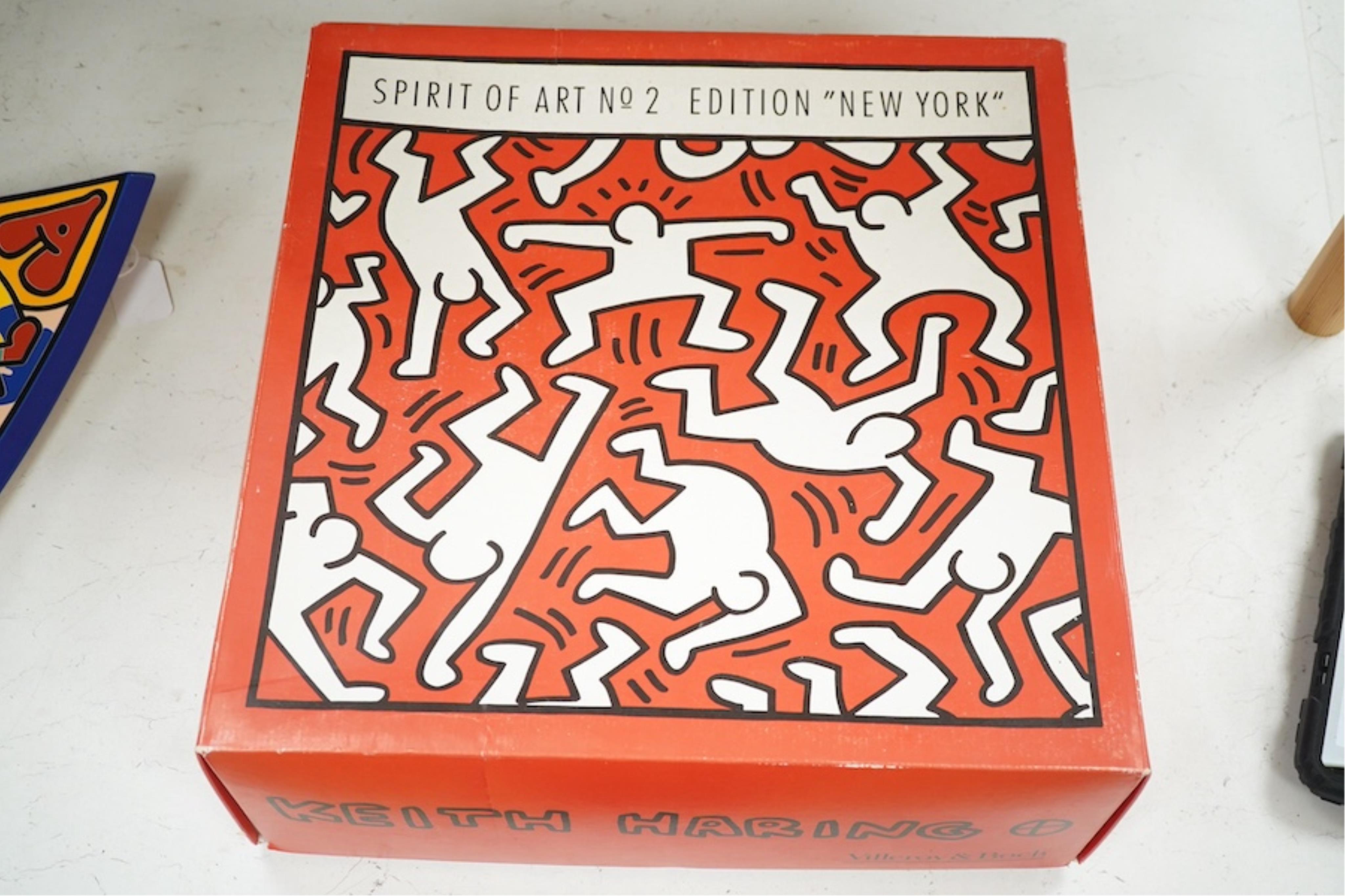 Keith Haring (American, 1958-1990), Spirit of Art No.2, Edition New York porcelain dish manufactured as a limited edition by Villeroy & Boch in 1992, numbered 427/750, 39cm wide. Condition - good